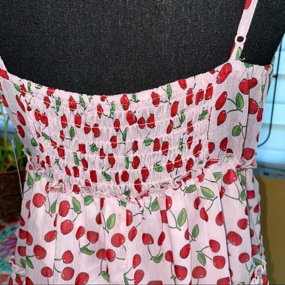 🆕 Trixxi 🍒Cherry Tiered Summer dress with Adjustable spaghetti straps sz M - Picture 10 of 11